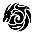 Vector art with black stylized dragon head Royalty Free Stock Photo