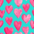 Beautiful Vector illustration Seamless pattern with red watercolor hearts.