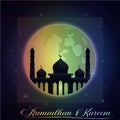 `Ramadan Kareem` theme with colorful mosque and moon decorations. background vector design illustration Royalty Free Stock Photo