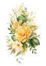 Beautiful vector image with nice watercolor bouquet of yellow roses Generative AI