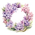 Beautiful vector image with nice watercolor crocus flower wreath Royalty Free Stock Photo