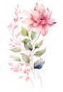 Beautiful vector image with nice watercolor dahlia bouquet Generative AI Royalty Free Stock Photo