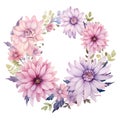 Beautiful vector image with nice watercolor dahlia wreath Royalty Free Stock Photo