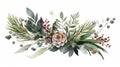 Beautiful vector image with nice watercolor flowers and leaves on white background Generative AI Royalty Free Stock Photo