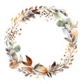 Beautiful vector image with nice watercolor hand drawn autumn wreath Royalty Free Stock Photo