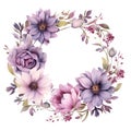 Beautiful vector image with nice watercolor hand drawn floral wreath Royalty Free Stock Photo