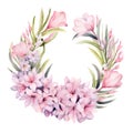 Beautiful vector image with nice watercolor hand drawn flowers wreath Royalty Free Stock Photo