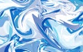 Beautiful vector marbled surface. Unique handmade texture with liquid paint. Watercolor background. Blue waves