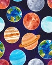 Watercolor space baby vector pattern Royalty Free Stock Photo
