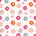 Beautiful vector seamless pattern with colorful donuts