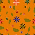 Beautiful Vector seamless pattern with hand drawing wild botanical and flowers, colorful illustration.