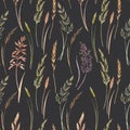 Wild field grass vector pattern