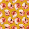 Watercolor sea life nautilus shell vector pattern Royalty Free Stock Photo