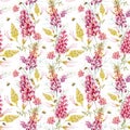 Watercolor vector grevillea pattern Royalty Free Stock Photo