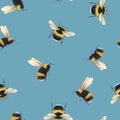 Watercolor bumblebee vector pattern