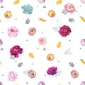 Watercolor floral vector pattern Royalty Free Stock Photo