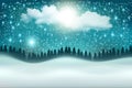 Beautiful vector winter night landscape background Royalty Free Stock Photo