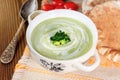 Beautiful vegetarian brocoli soup in a white bowl. Royalty Free Stock Photo