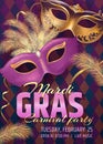 Beautiful venetian mask. Mardi Gras Carnival Party invitation card template. Spring holidays. Vector illustration EPS10.