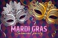 Beautiful venetian mask. Mardi Gras Carnival Party invitation card template. Spring holidays. Vector illustration EPS10.