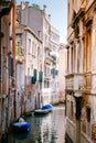 Beautiful venetian street in summer day, Italy Venice