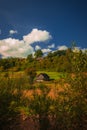 Beautiful vertical photography of rural house village country side highland landscape scene in autumn season Royalty Free Stock Photo