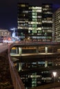 Beautiful vertical shot of a city with evening lights