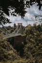 Beautiful vertical shot of Clifton suspension bridge over the River Avon in Bristol, United Kingdom. Royalty Free Stock Photo