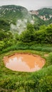 Beautiful vertical shot of the Mud Cauldron in the Valley of Geysers, Kamchatka, Russia