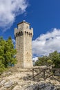 Beautiful vertical view of Montale, or Terza Torre, one of the towers of the city of San Marino