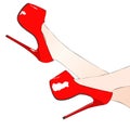 Red shoes for a sensual and seductive woman