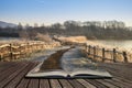 Beautiful vibrant English countryside lake image with frost and Royalty Free Stock Photo
