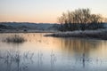 Beautiful vibrant English countryside lake image with frost and Royalty Free Stock Photo