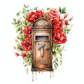 beautiful vibrant floral post box clipart illustration