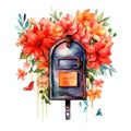 beautiful vibrant floral post box clipart illustration