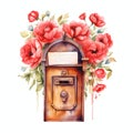 beautiful vibrant floral post box clipart illustration