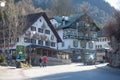 Beautiful vibrant multicolored downtown picture of street in Fussen, Bayern, Bavaria, Germany