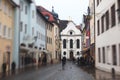 Beautiful vibrant multicolored downtown picture of street in Fussen, Bayern, Bavaria, Germany