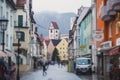Beautiful vibrant multicolored downtown picture of street in Fussen, Bayern, Bavaria, Germany