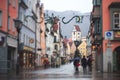 Beautiful vibrant multicolored downtown picture of street in Fussen, Bayern, Bavaria, Germany