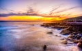 Beautiful, vibrant sunset in the sky in Kamay Botany Bay National Park, Australia Royalty Free Stock Photo