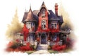 Beautiful victorian old mansion. Generate Ai Royalty Free Stock Photo