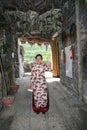 The beautiful vietnamese girl in Marine Museum of Nha Trang,vietnam