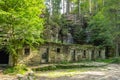 Beautiful view of abandoned Dolsky Mill in the valley of the Kamenice river,Bohemian Switzerland.Fairytale land.Mythically Royalty Free Stock Photo