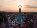 Beautiful view from above. amazing timing and angle while Sunset. photo captured in the old part of Krakow city. Poland, Europe. Royalty Free Stock Photo