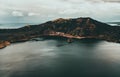 Beautiful  view from above of the mouth of taal lake located at batangas, philippines at a cloudy afternoon Royalty Free Stock Photo