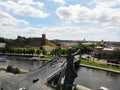 Beautiful view from above. Rooftop monument on riverside of Vilnus. Capital of Lithuania, Europe. Drone photography. Created by Royalty Free Stock Photo