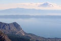 View from Biokovo mountain to Croatian islands and Adriatic sea Royalty Free Stock Photo