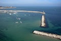 Beautiful view of Adriatic sea , lungomare and port of Bari Royalty Free Stock Photo