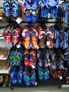 Beautiful view of Adult Slippers hanging in a Slipper Stand at the Vishal Market or Mall